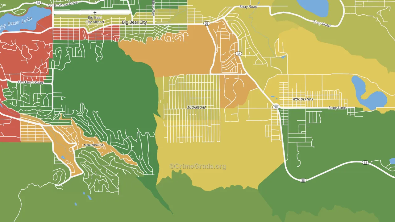 Sugarloaf, CA Map of Drug-Related Crime Rates
