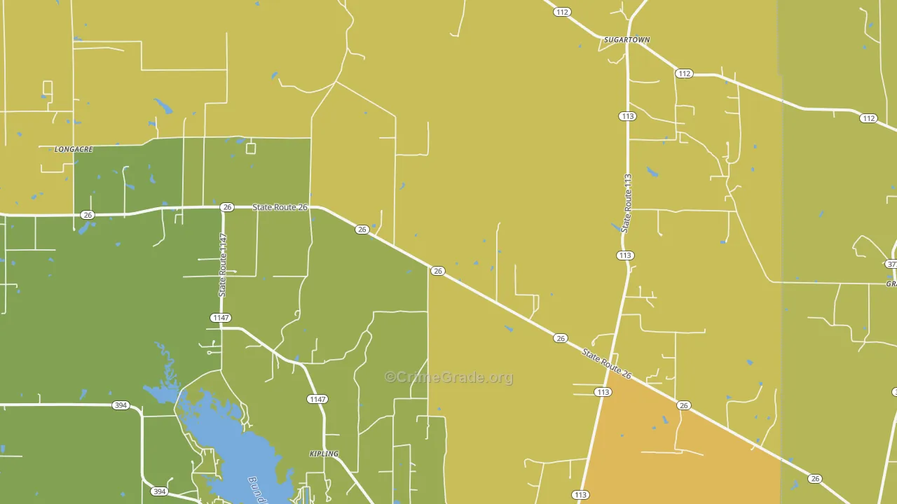 Sugartown, LA Map of Drug-Related Crime Rates
