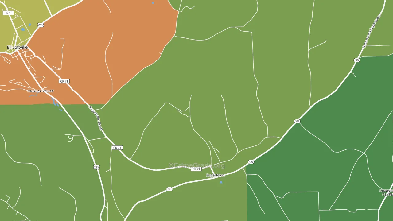 Sugartown, NY Map of Drug-Related Crime Rates