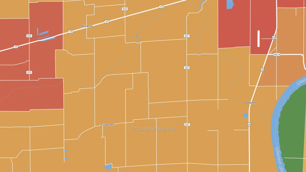 Sugartree, MO Map of Drug-Related Crime Rates