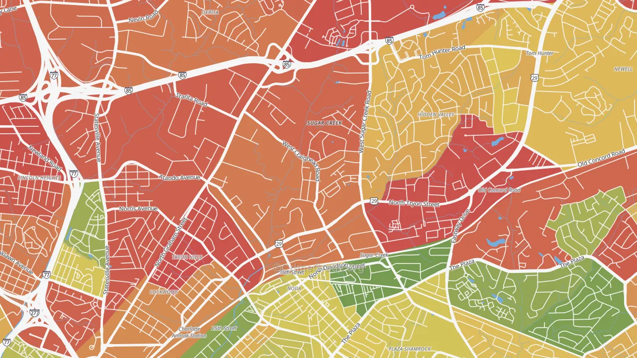 Sugaw Creek, Charlotte, NC Map of Drug-Related Crime Rates