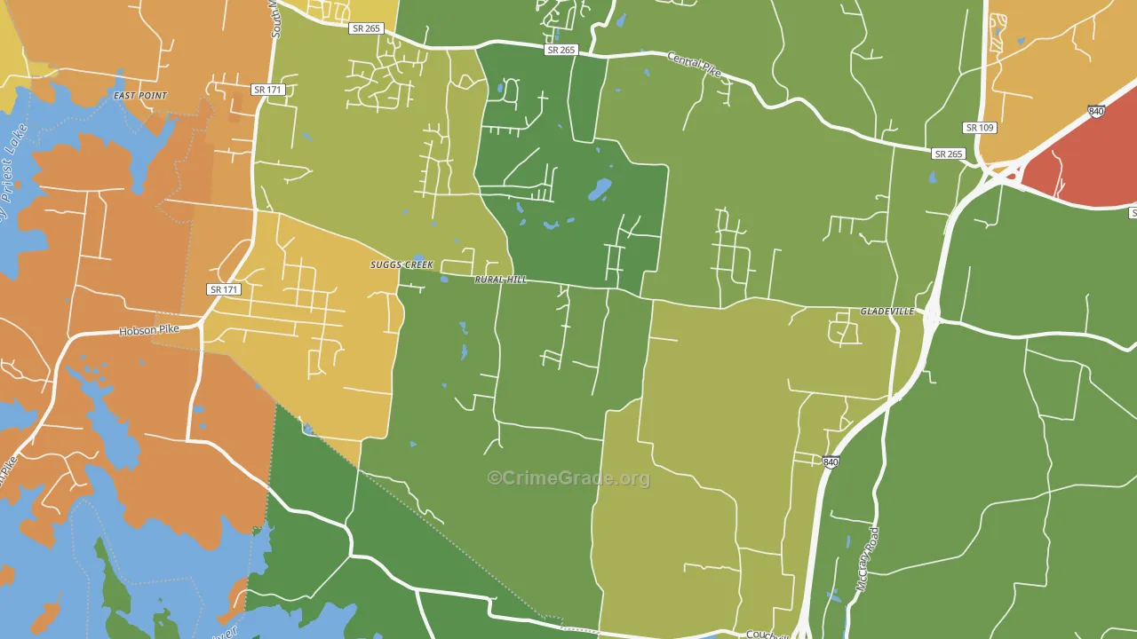 Suggs Creek, TN Map of Drug-Related Crime Rates