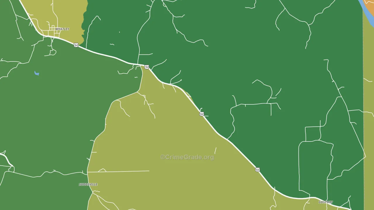 Suggsville, AL Map of Drug-Related Crime Rates