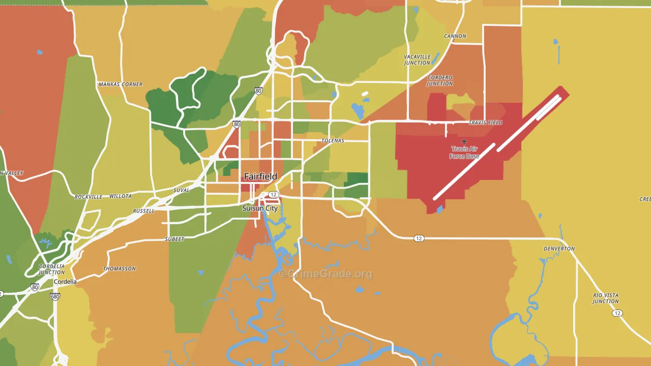 Suisun City, CA Map of Drug-Related Crime Rates