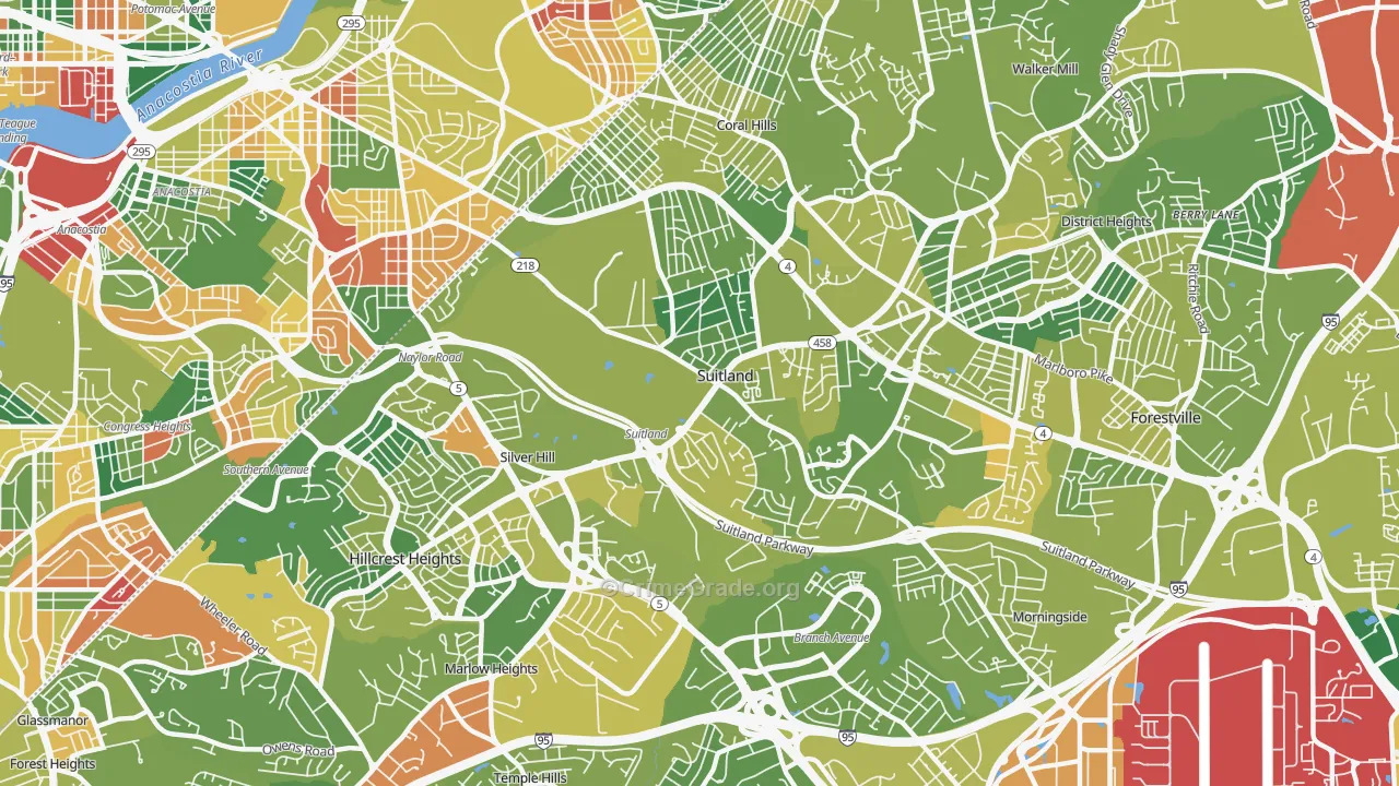 Suitland, MD Map of Drug-Related Crime Rates