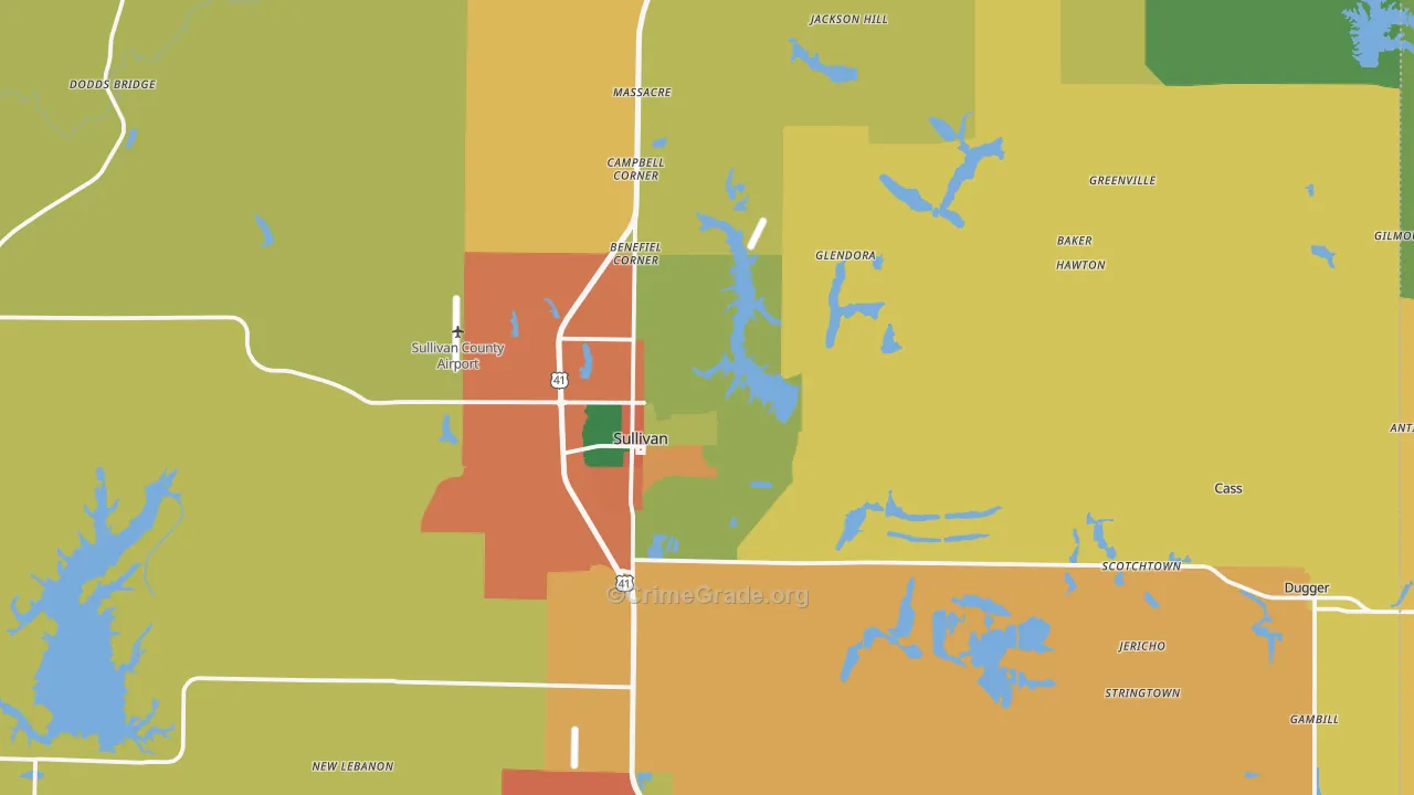 Sullivan County, IN Map of Drug-Related Crime Rates