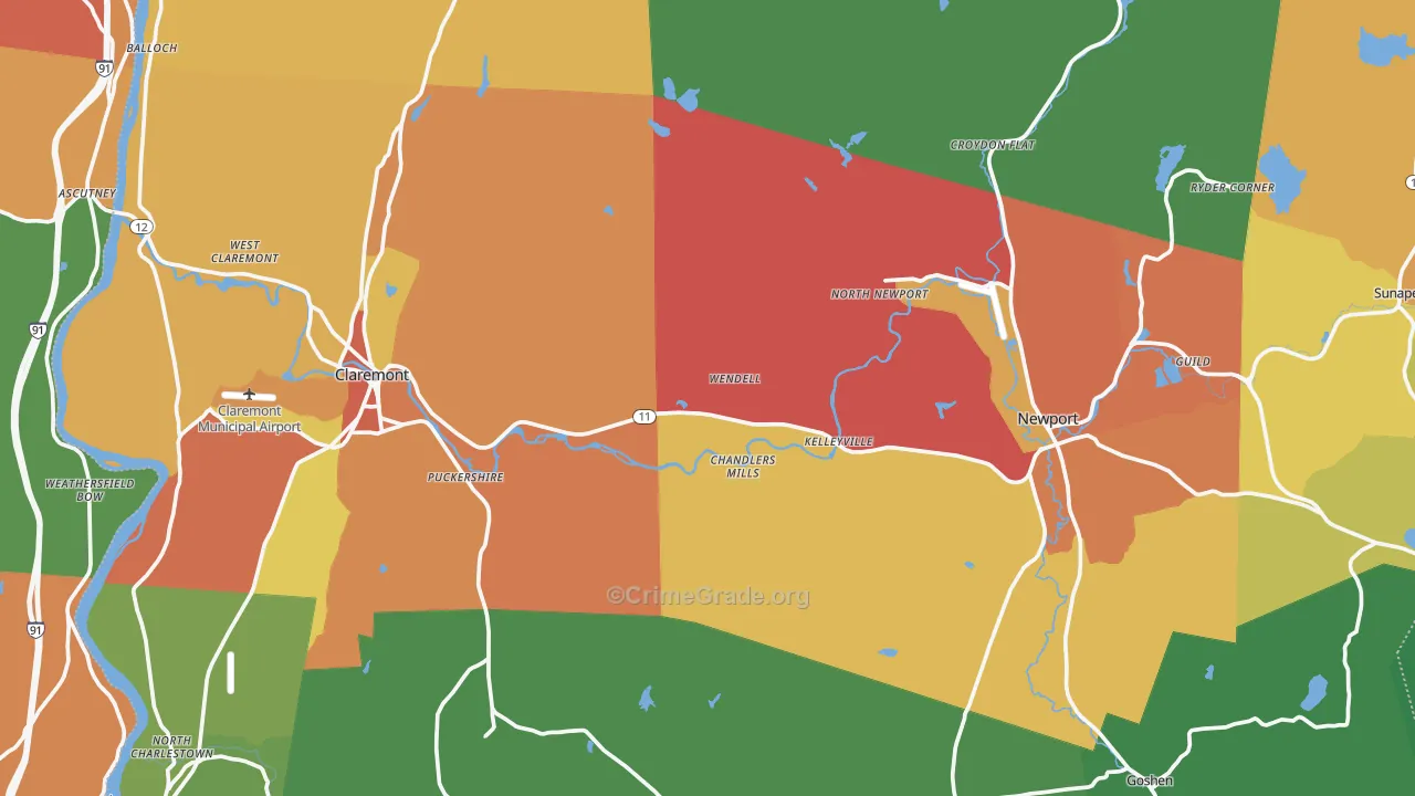 Sullivan County, NH Map of Drug-Related Crime Rates