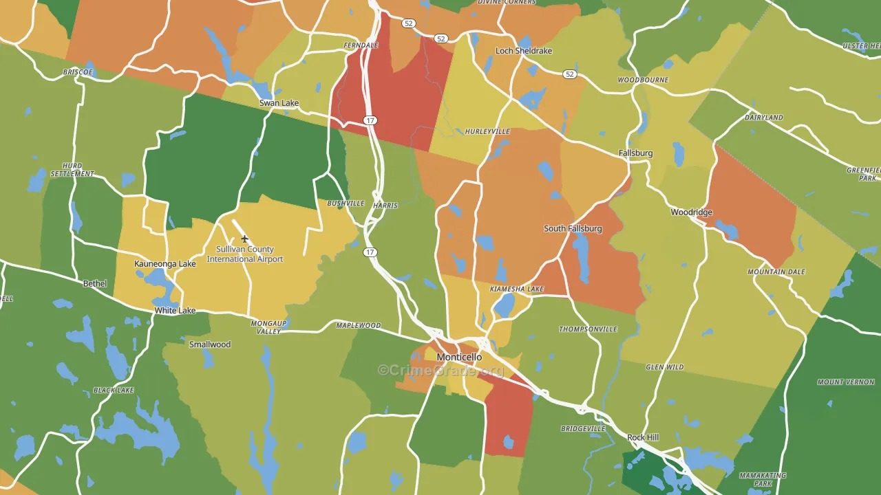 Sullivan County, NY Map of Drug-Related Crime Rates