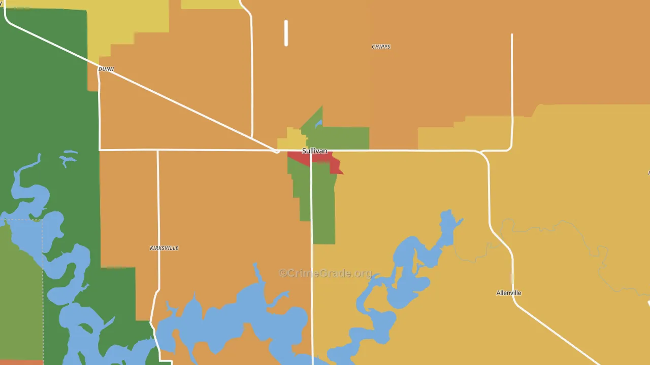 Sullivan, IL Map of Drug-Related Crime Rates