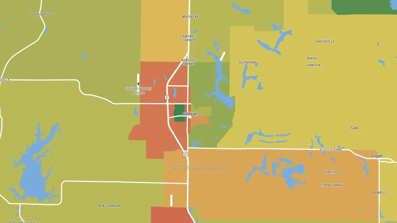 Sullivan, IN Map of Drug-Related Crime Rates