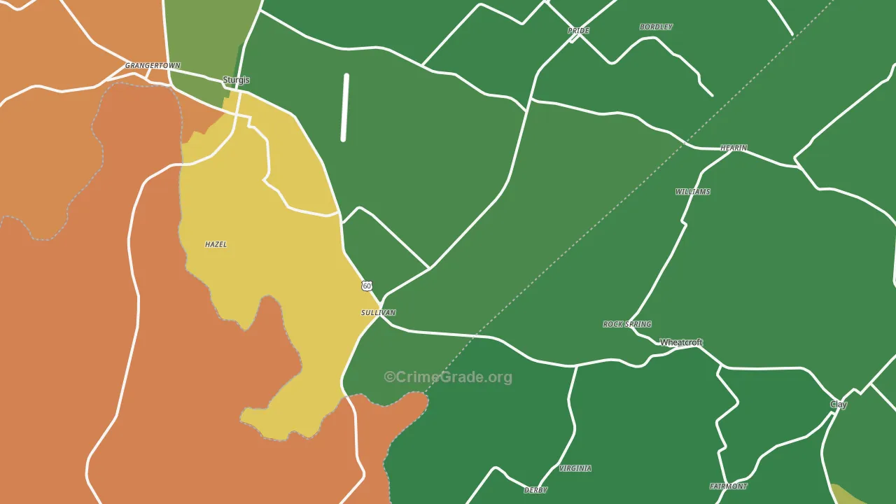 Sullivan, KY Map of Drug-Related Crime Rates