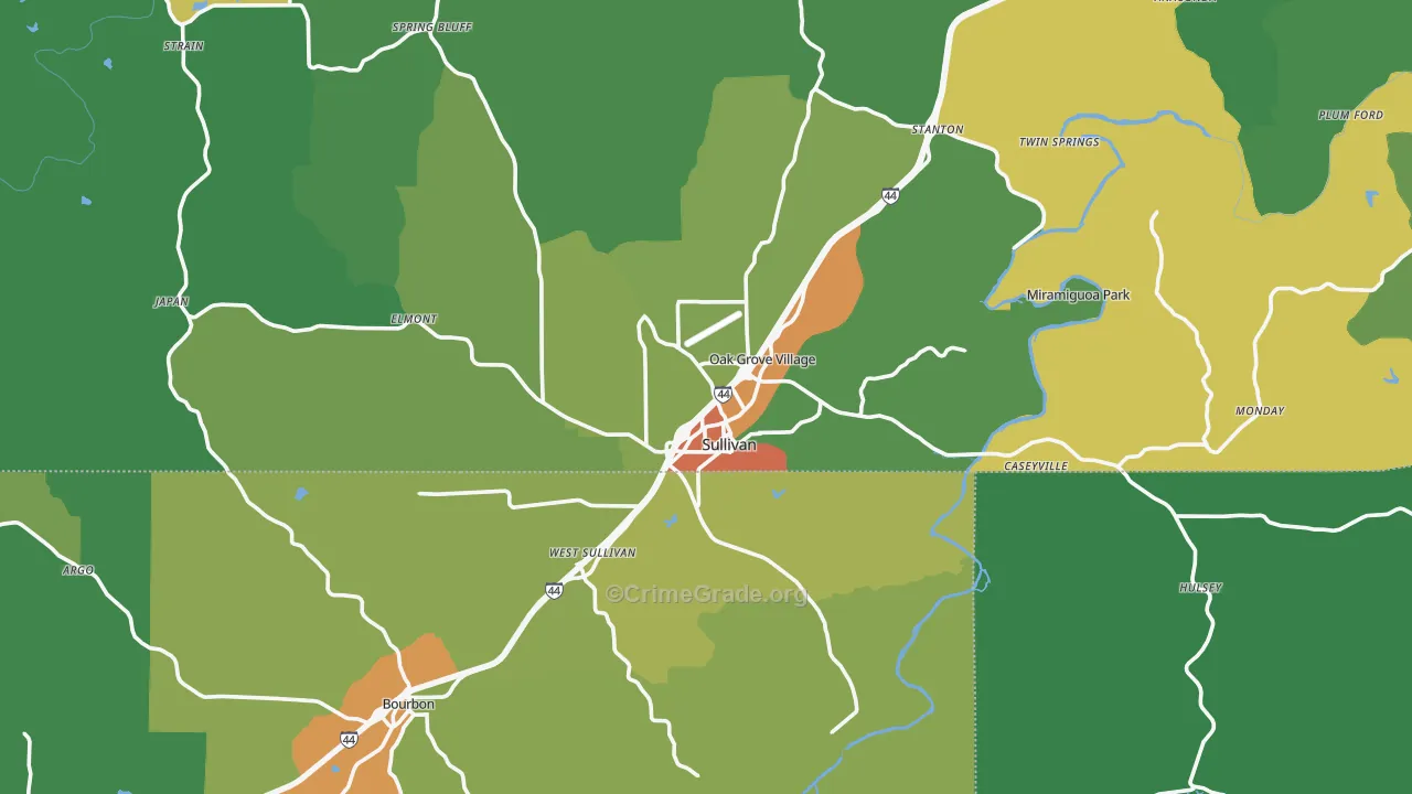 Sullivan, MO Map of Drug-Related Crime Rates