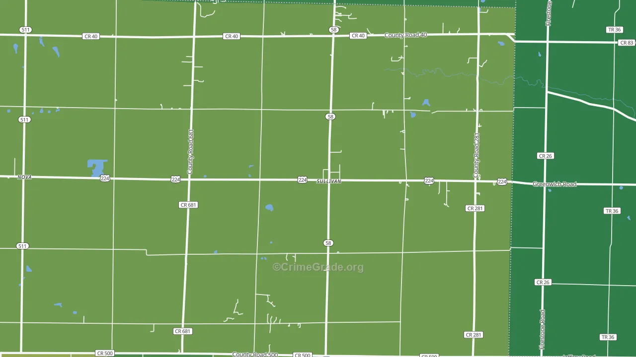 Sullivan, OH Map of Drug-Related Crime Rates