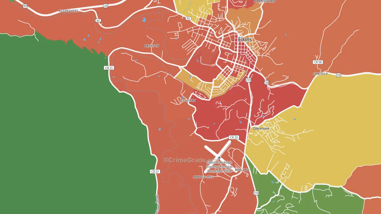 Sullivan, WV Map of Drug-Related Crime Rates