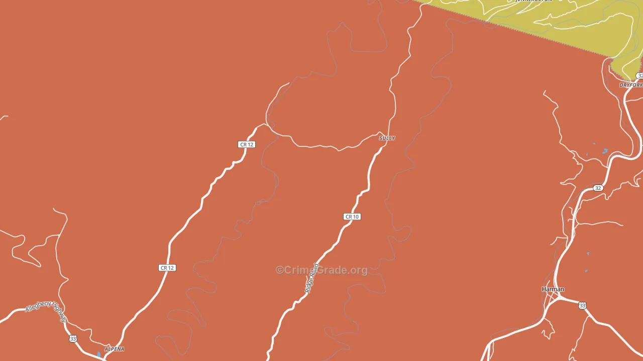 Sully, WV Map of Drug-Related Crime Rates