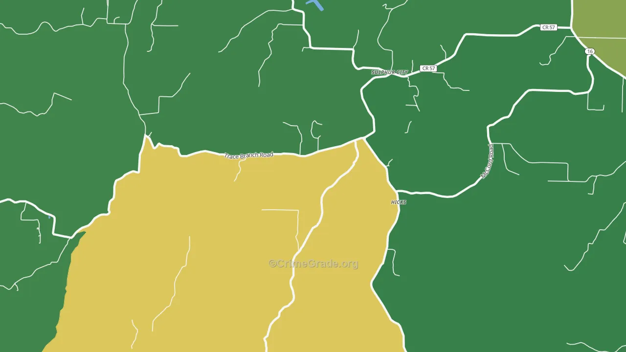 Sulphur City, AR Map of Drug-Related Crime Rates