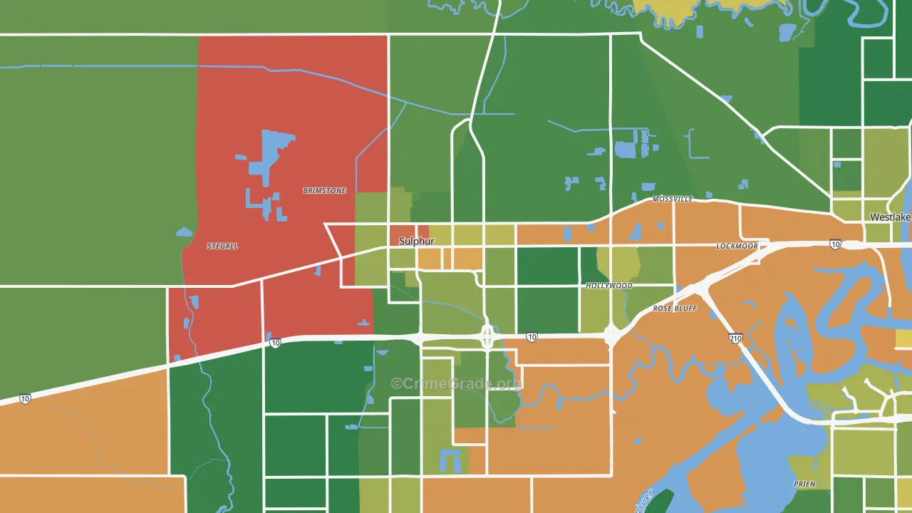 Sulphur, LA Map of Drug-Related Crime Rates