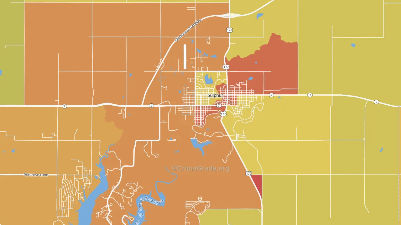 Sulphur, OK Map of Drug-Related Crime Rates