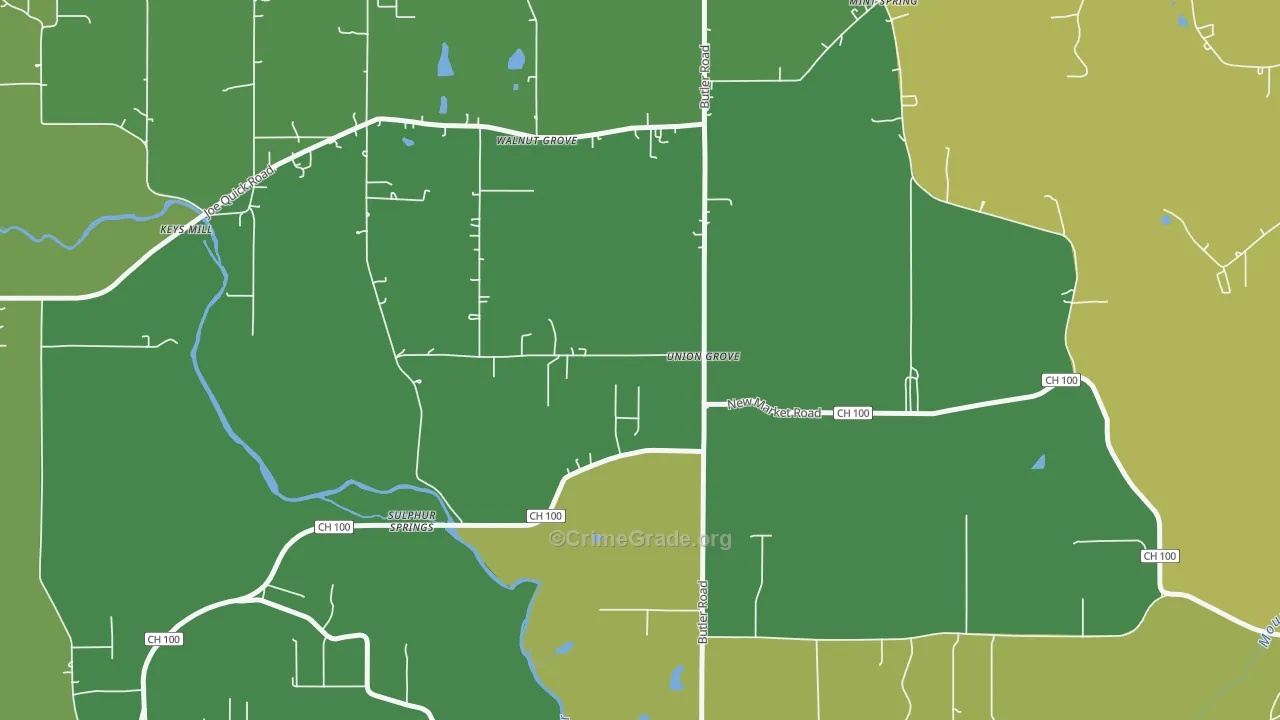 Sulphur Springs, AL Map of Drug-Related Crime Rates