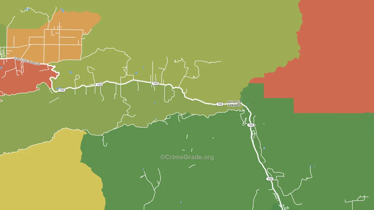 Sulphur Springs, CA Map of Drug-Related Crime Rates