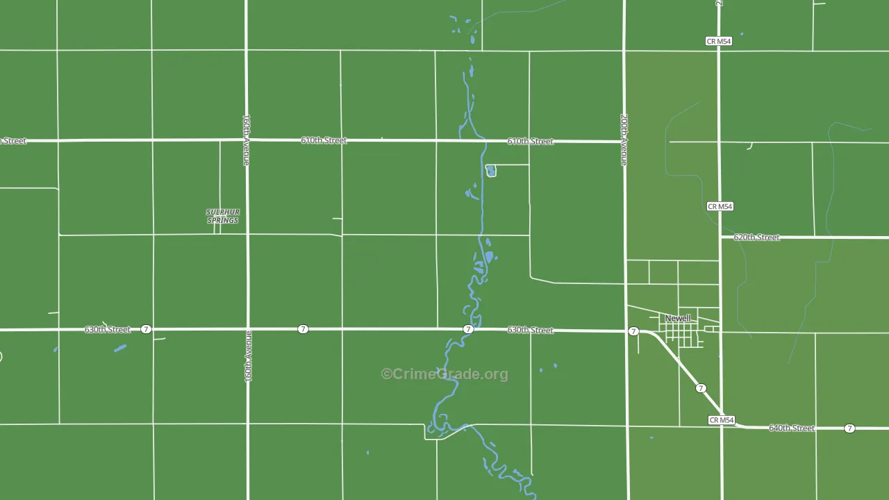 Sulphur Springs, IA Map of Drug-Related Crime Rates