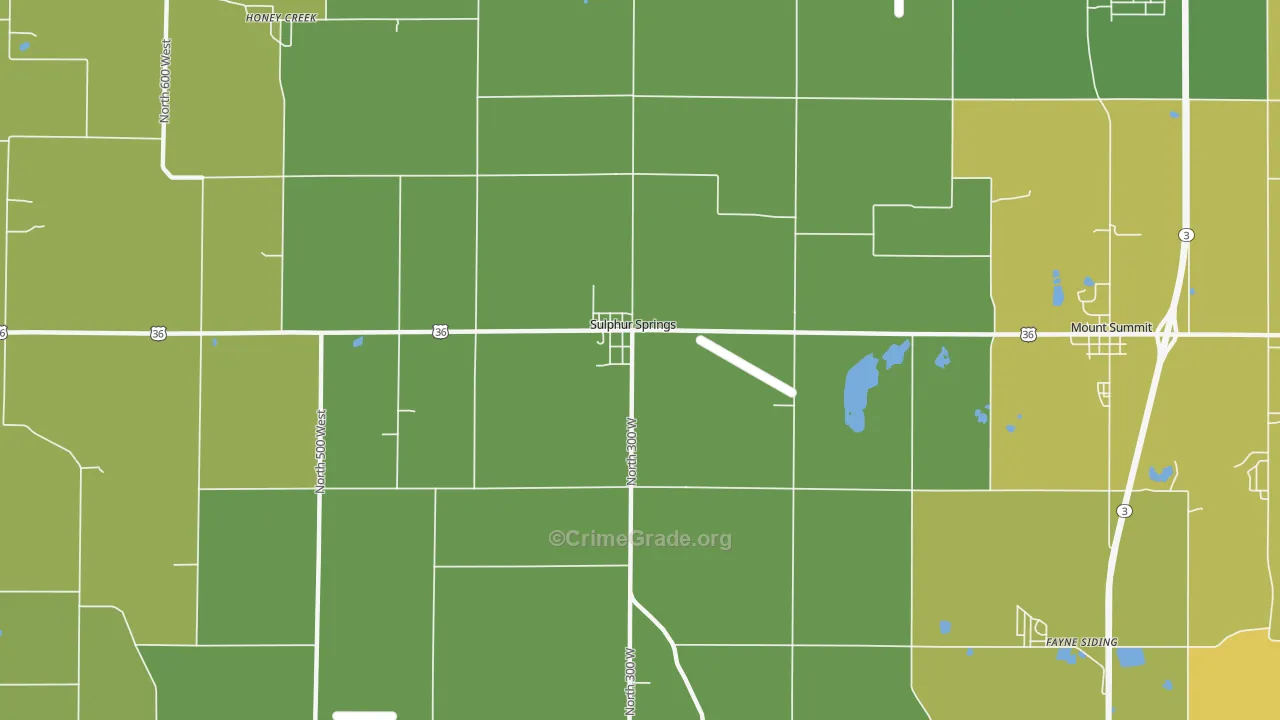 Sulphur Springs, IN Map of Drug-Related Crime Rates