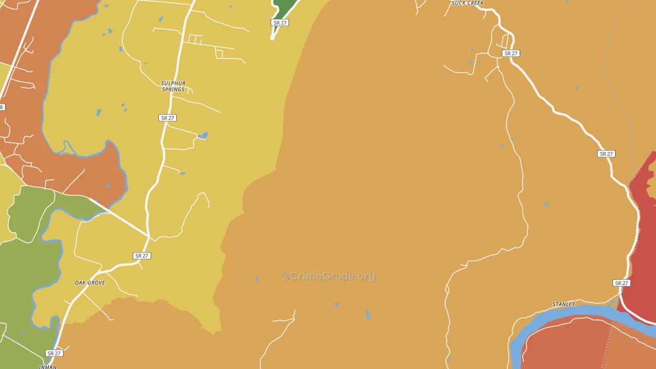 Sulphur Springs, TN Map of Drug-Related Crime Rates