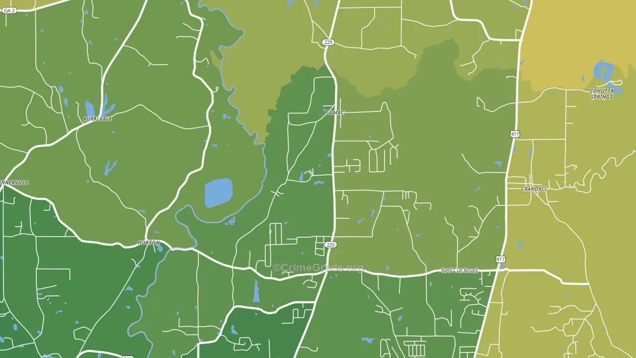 Sumac, GA Map of Drug-Related Crime Rates