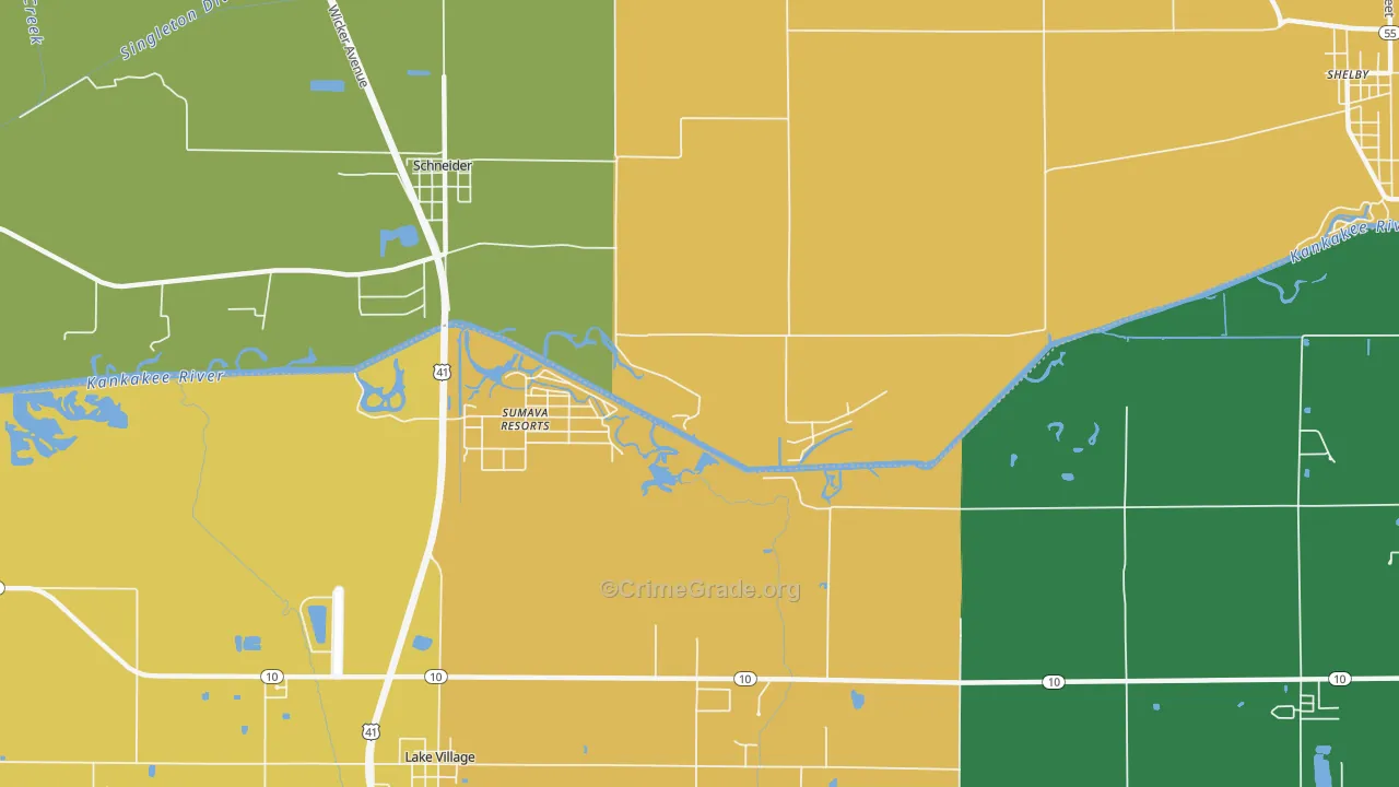 Sumava Resorts, IN Map of Drug-Related Crime Rates