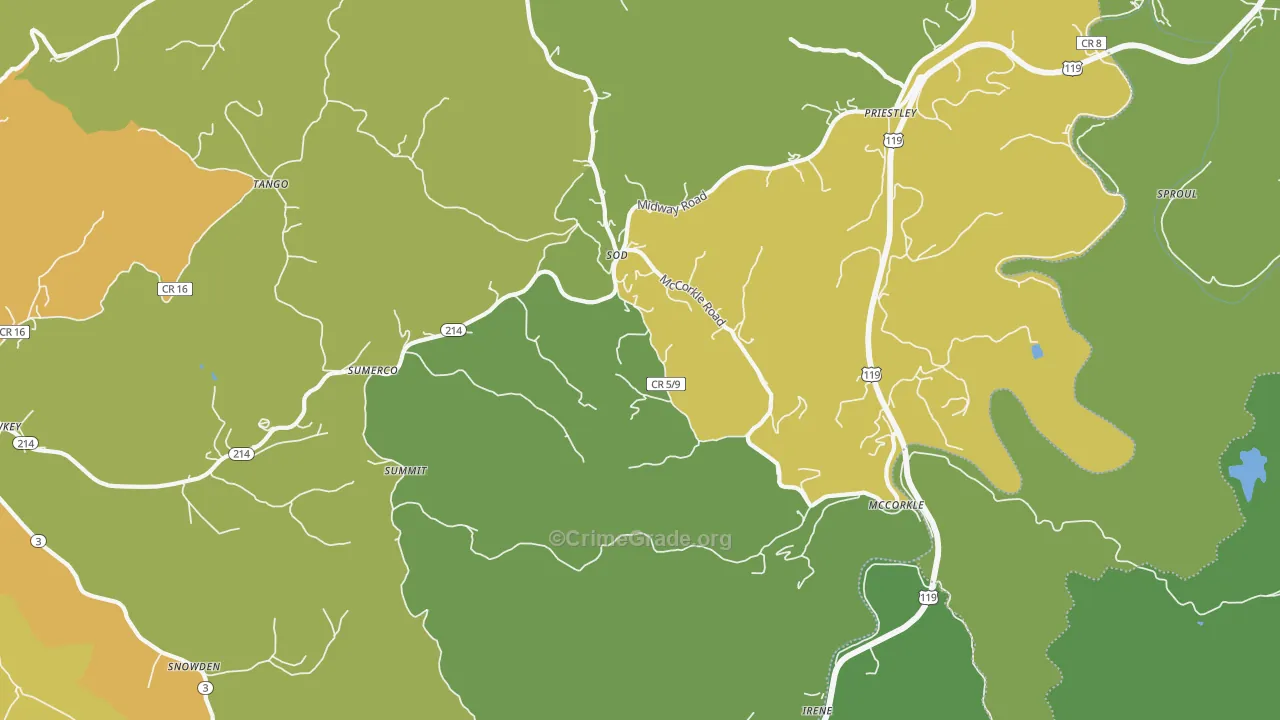 Sumerco, WV Map of Drug-Related Crime Rates