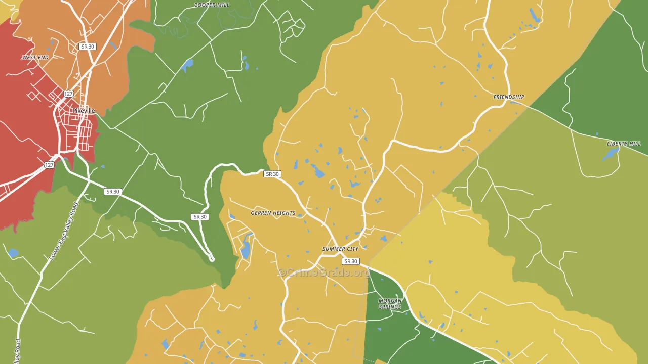 Summer City, TN Map of Drug-Related Crime Rates