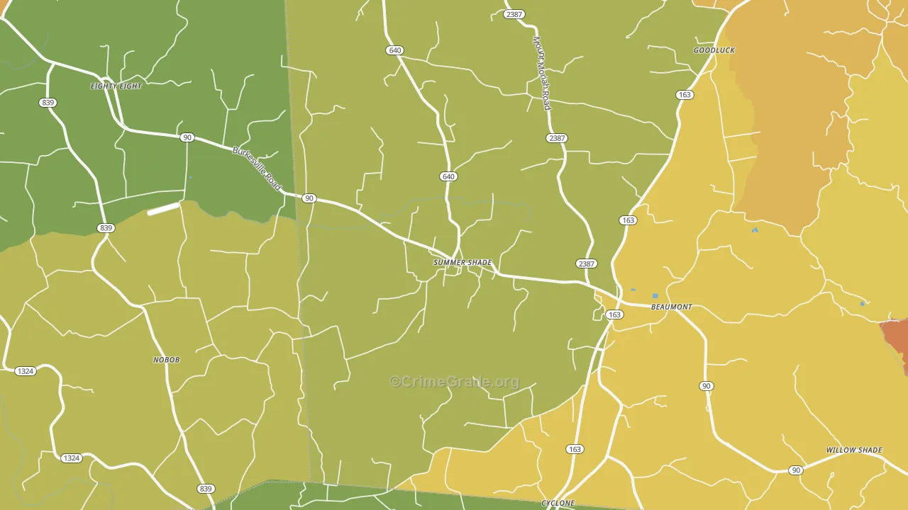 Summer Shade, KY Map of Drug-Related Crime Rates