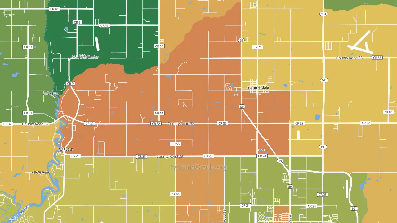 Summerdale, AL Map of Drug-Related Crime Rates
