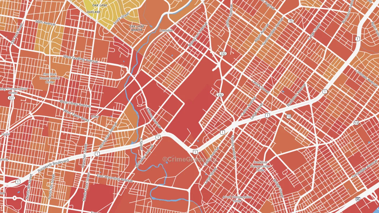 Summerdale, Philadelphia, PA Map of Drug-Related Crime Rates