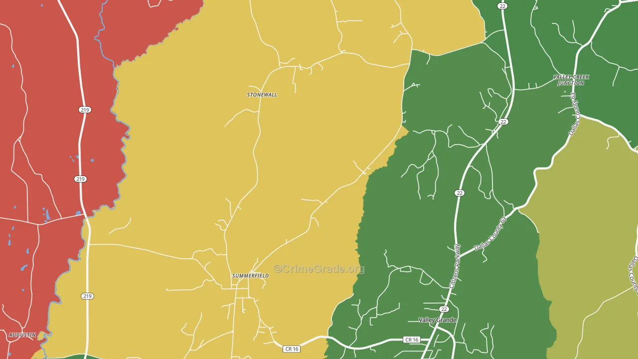 Summerfield, AL Map of Drug-Related Crime Rates