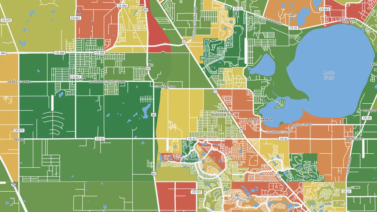 Summerfield, FL Map of Drug-Related Crime Rates