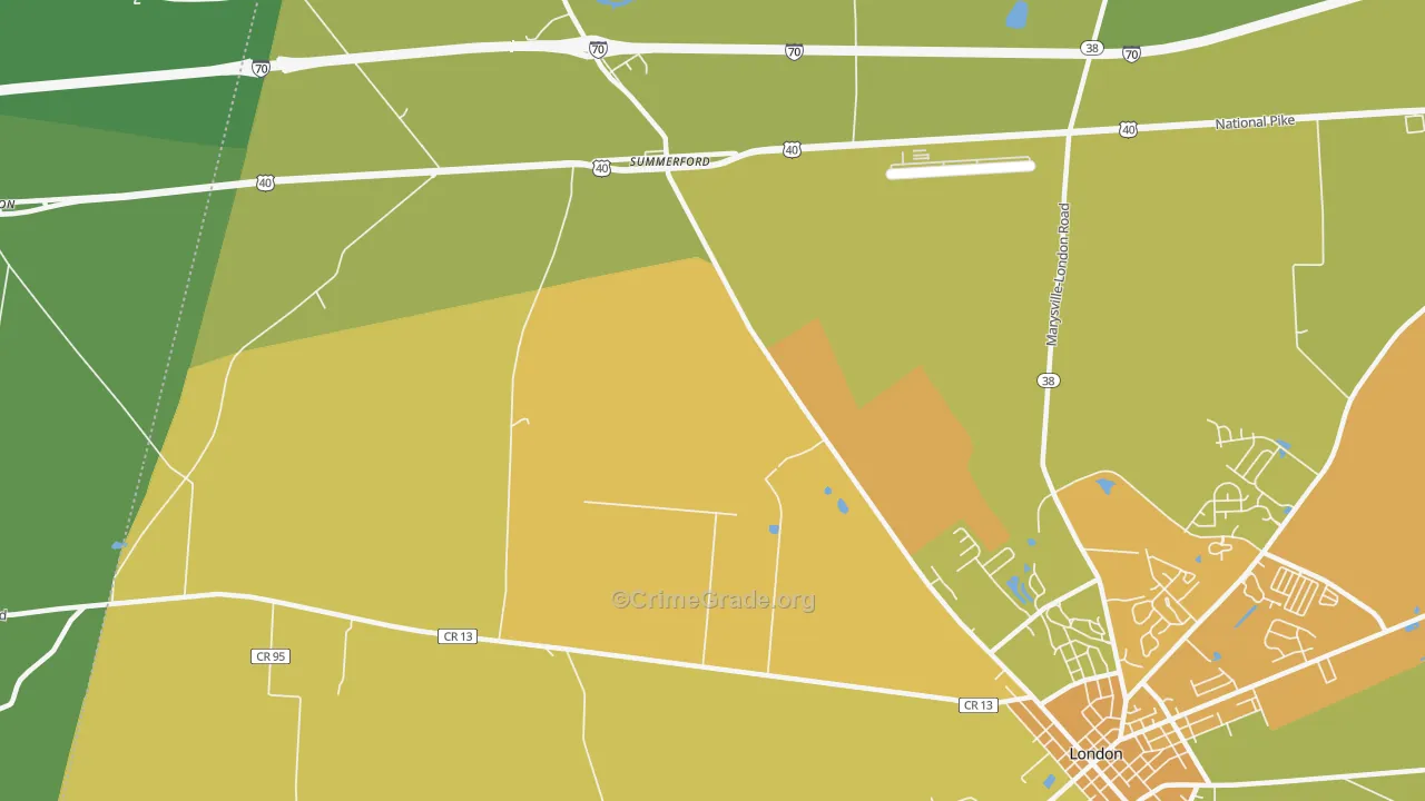 Summerford, OH Map of Drug-Related Crime Rates