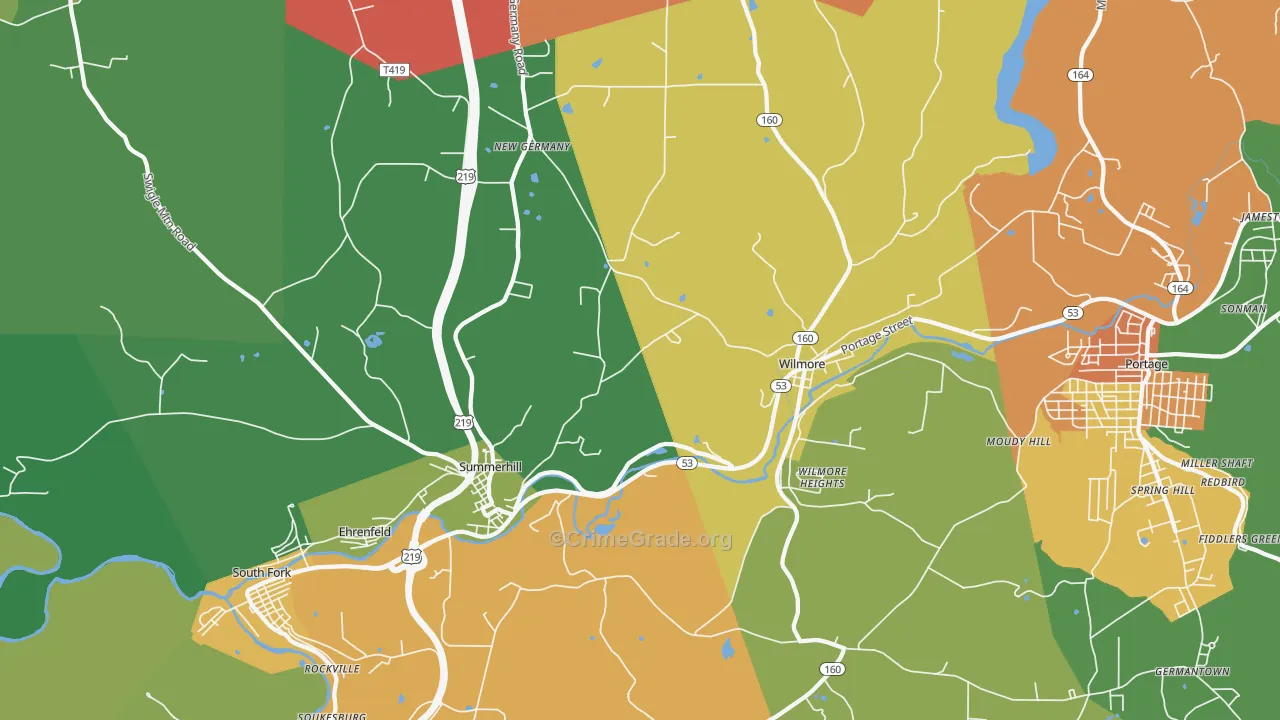 Summerhill, PA Map of Drug-Related Crime Rates