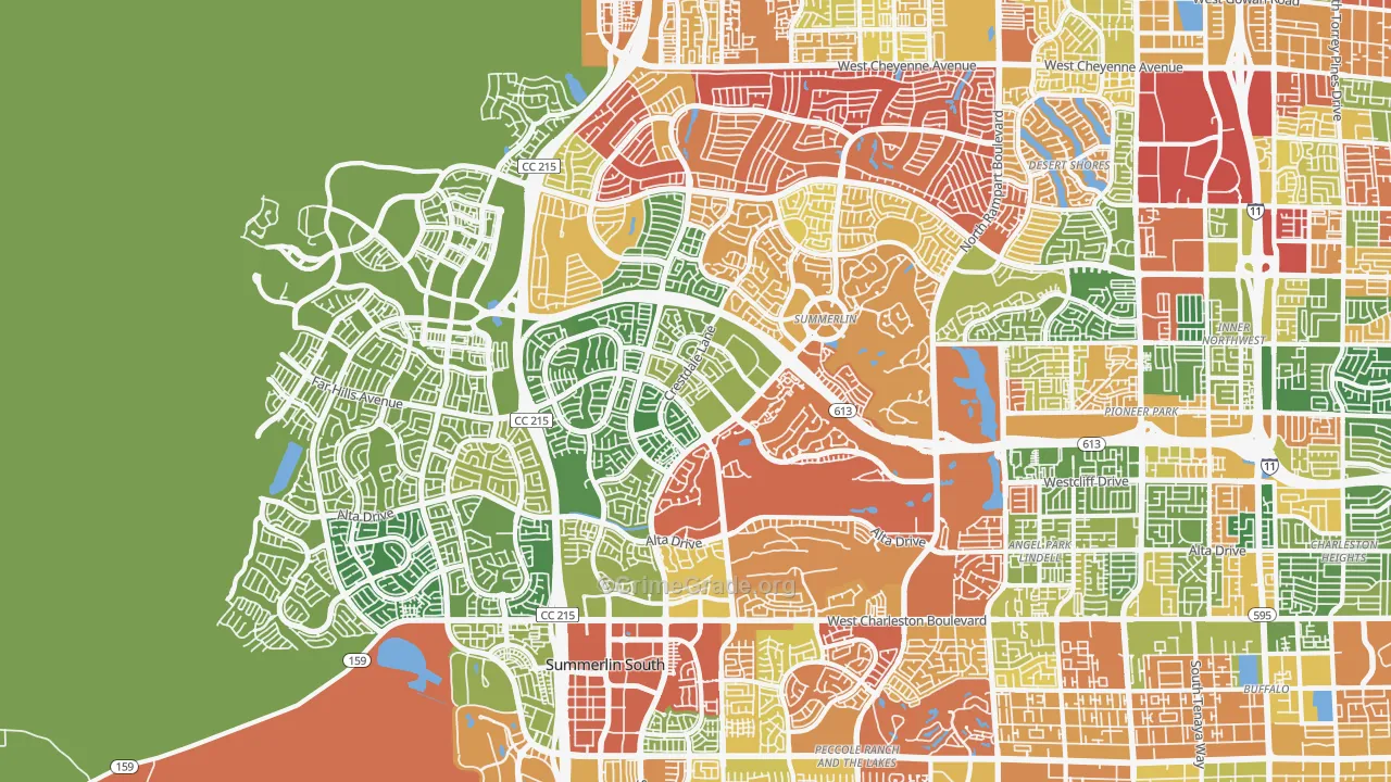 Summerlin North, Las Vegas, NV Map of Drug-Related Crime Rates