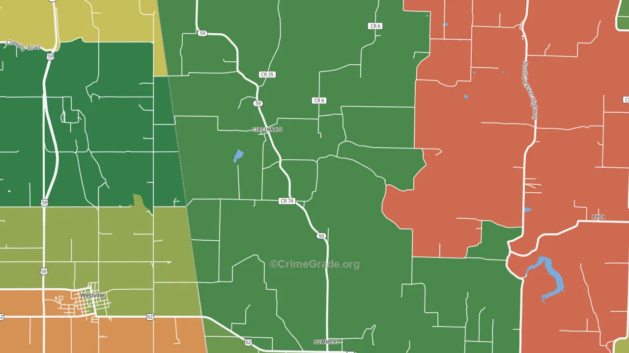 Summers, AR Map of Drug-Related Crime Rates
