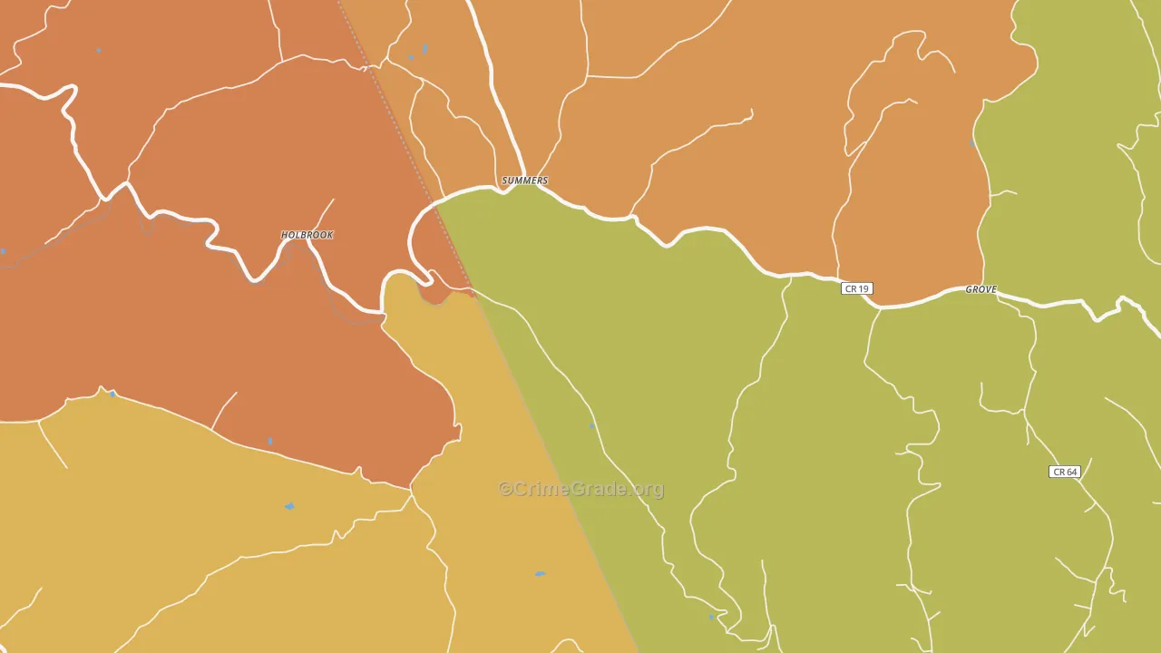 Summers, WV Map of Drug-Related Crime Rates