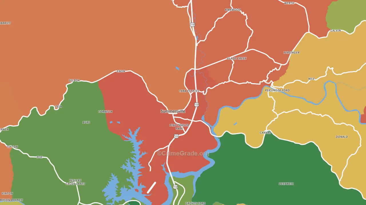 Summersville, WV Map of Drug-Related Crime Rates
