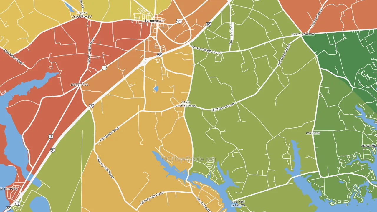 Summerton, SC Map of Drug-Related Crime Rates