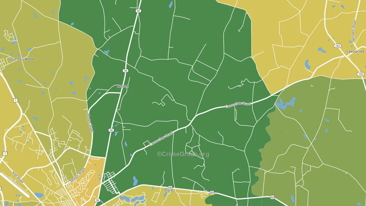 Summertown, GA Map of Drug-Related Crime Rates