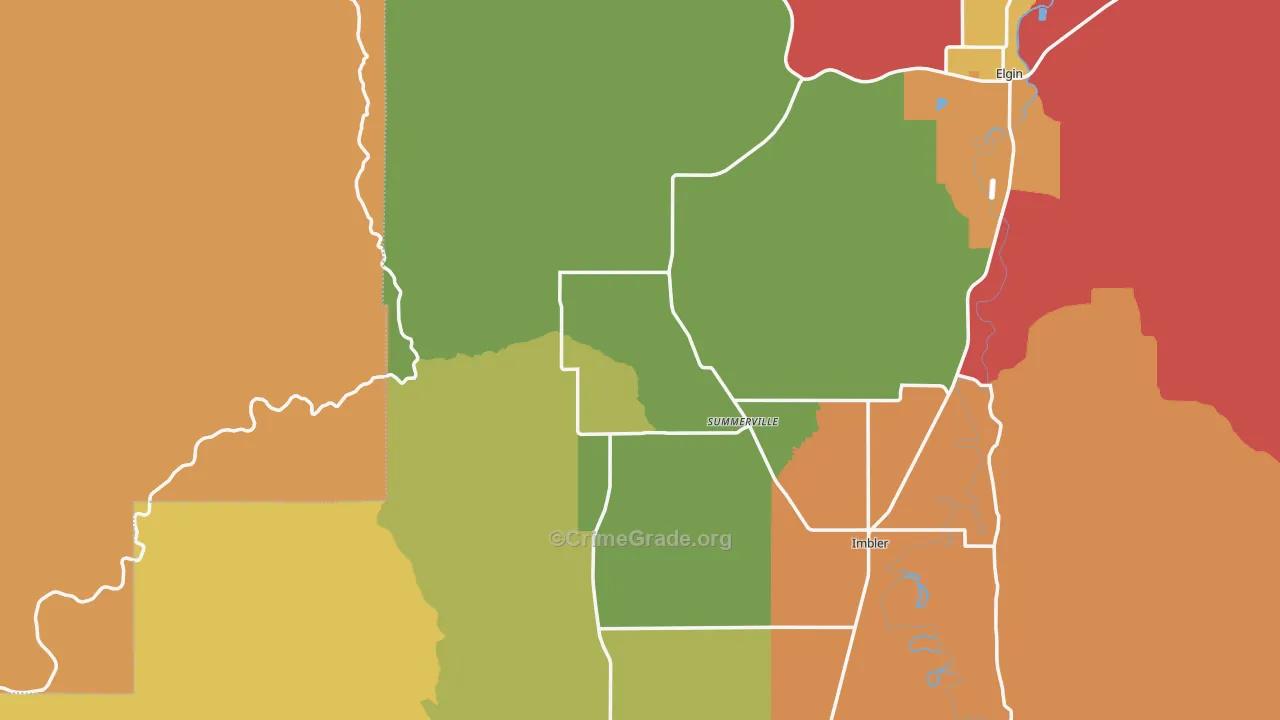 Summerville, OR Map of Drug-Related Crime Rates