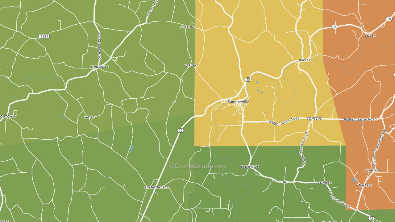 Summerville, PA Map of Drug-Related Crime Rates