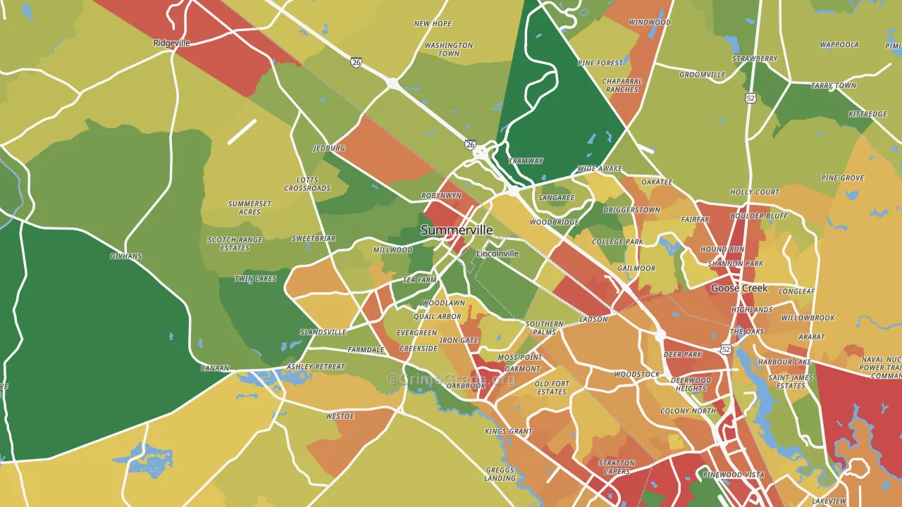 Summerville, SC Map of Drug-Related Crime Rates