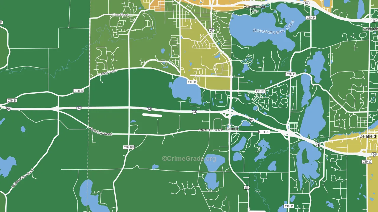 Summit Corners, WI Map of Drug-Related Crime Rates