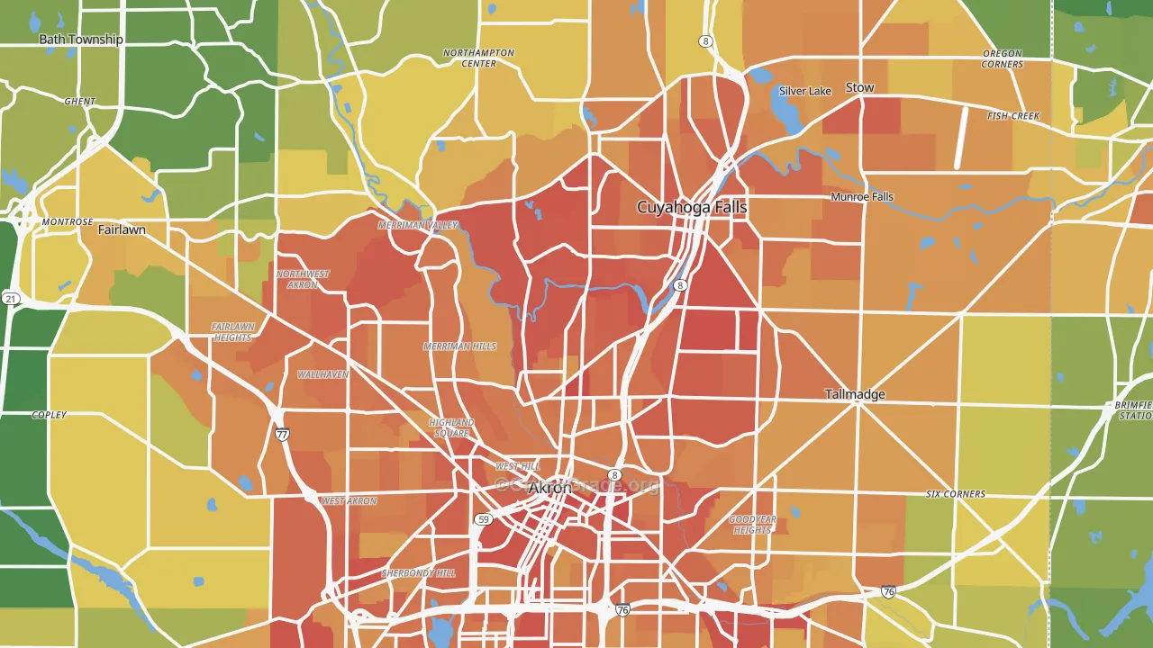 Summit County, OH Map of Drug-Related Crime Rates