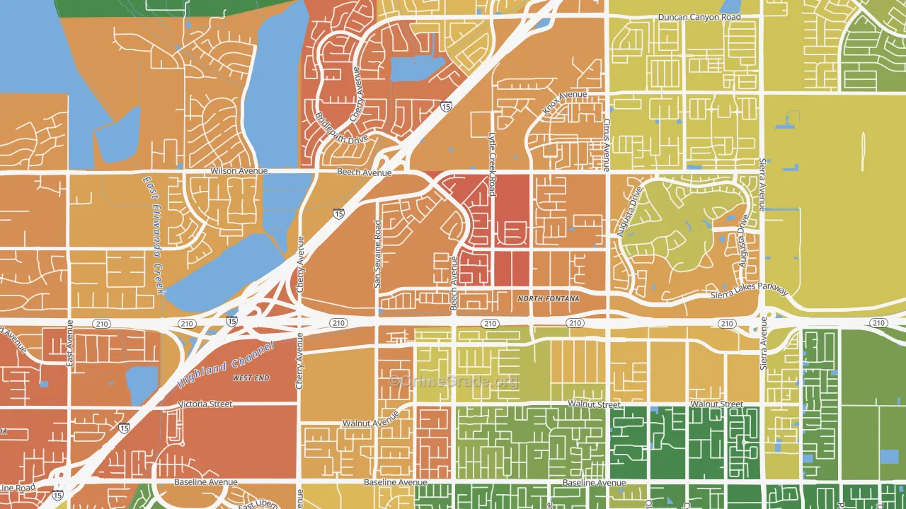 Summit Heights, Fontana, CA Map of Drug-Related Crime Rates
